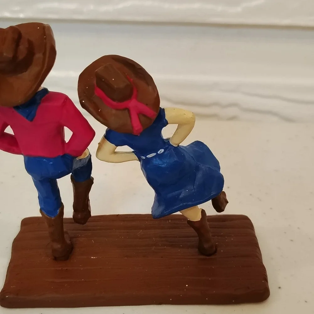 Vintage 1995 Wilton Cake Topper Country Western Theme Line Dancing Couple Cowboy